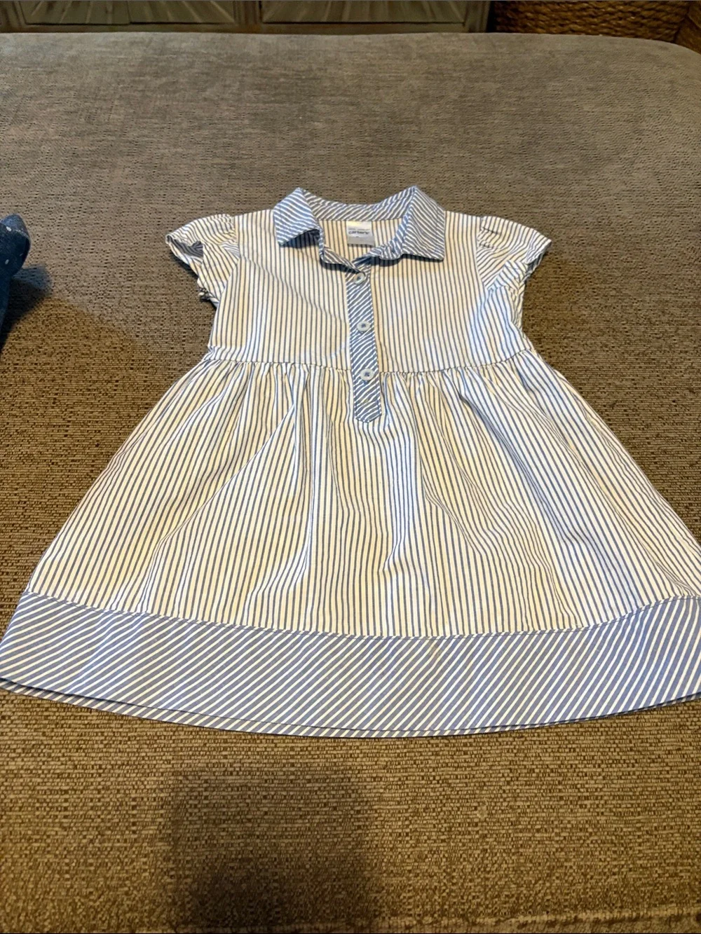 Carters Denim Polka Dot Dress and Blue Stripe Cotton Dress Set 18 months
